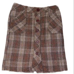 Vintage Plaid Wool High-waisted Pencil Miniskirt